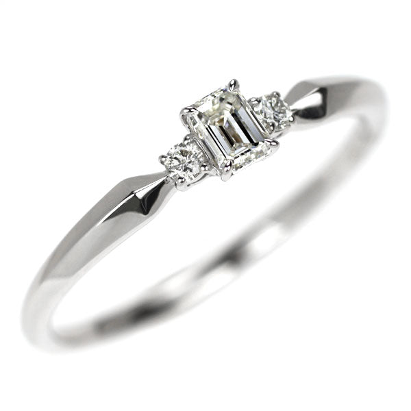 Pt900 エメラルドカット ダイヤモンド リング 0.18ct D0.04ct