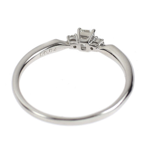 Pt900 エメラルドカット ダイヤモンド リング 0.18ct D0.04ct