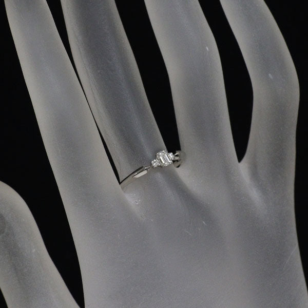 Pt900 エメラルドカット ダイヤモンド リング 0.18ct D0.04ct