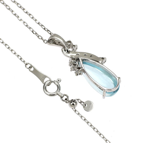 Pt900/ Pt850 アクアマリンキャッツアイ ダイヤモンド ペンダントネックレス 3.08ct D0.15ct