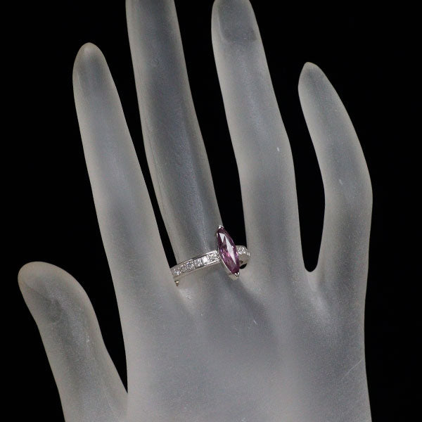 K18WG パープル サファイア ダイヤモンド リング 1.36ct D0.30ct