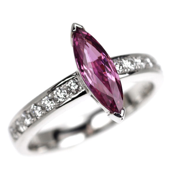 K18WG パープル サファイア ダイヤモンド リング 1.36ct D0.30ct