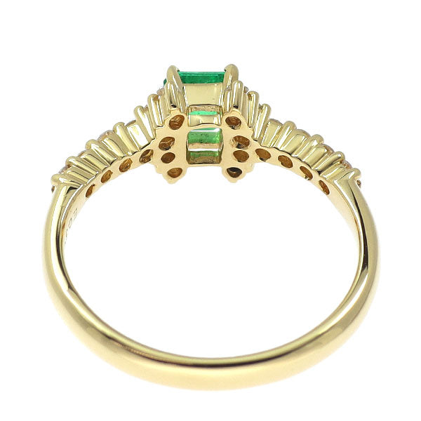 K18YG エメラルド ダイヤモンド リング 0.35ct D0.22ct