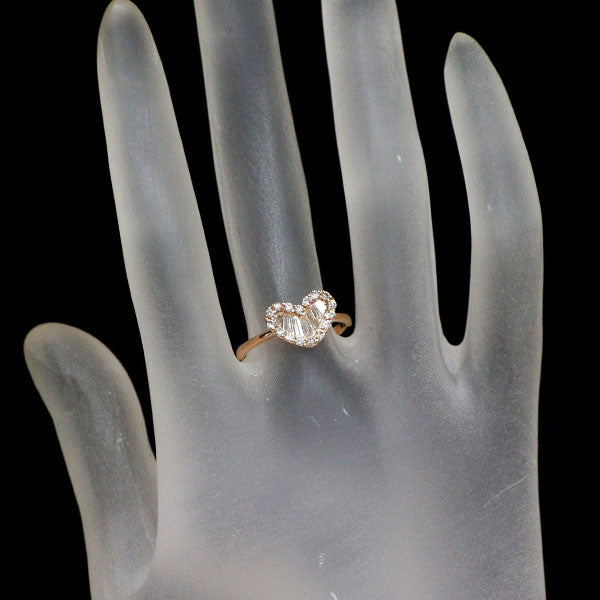 K18PG ダイヤモンド リング 0.35ct D0.25ct ハート