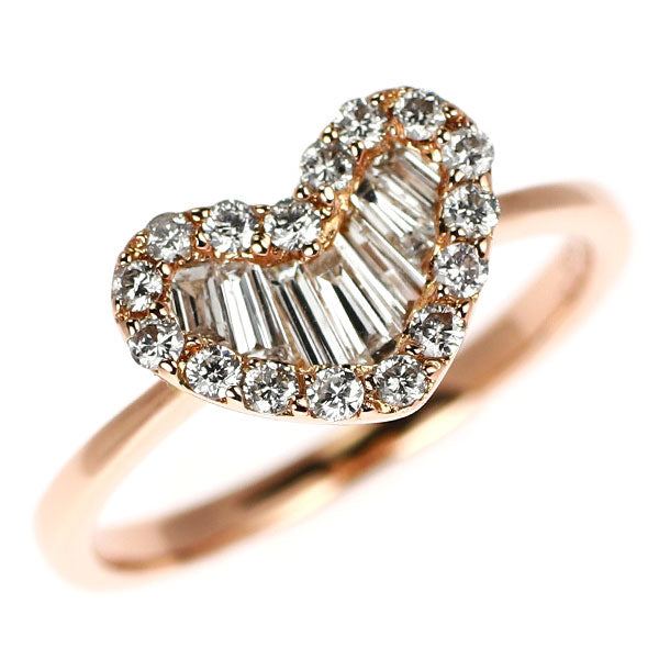 K18PG ダイヤモンド リング 0.35ct D0.25ct ハート