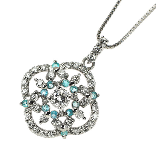 Pt950/ Pt850 ダイヤモンド パライバトルマリン ペンダントネックレス 0.12ct T0.07ct D0.22ct