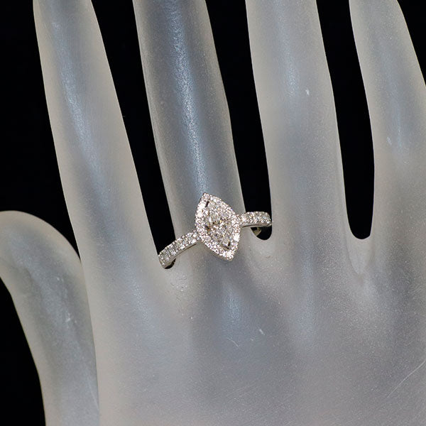 新品 Pt950 最高級マーキスカットダイヤモンド リング 0.50ct D IF D0.48ct 希少石 レアストーン【エスコレ】