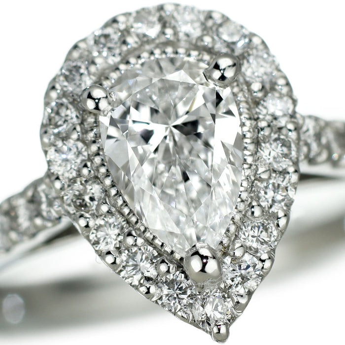 新品 Pt950 最高級ペアシェイプダイヤモンド リング 0.51ct D IF D0.36ct 希少石 レアストーン【エスコレ】