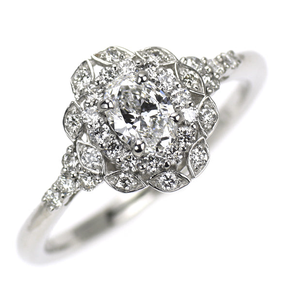 新品 Pt950 オーバル ダイヤモンド ダイヤモンド リング 0.30ct D IF 0.25ct 【エスコレ】