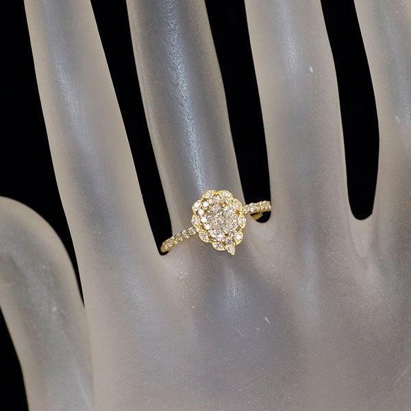 新品 K18YG 最高級ペアシェイプダイヤモンド リング 0.30ct D IF D0.28ct 希少石 レアストーン【エスコレ】