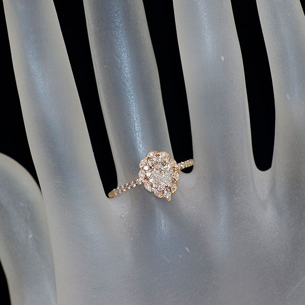 新品 K18PG 最高級ペアシェイプダイヤモンド リング 0.30ct D IF D0.28ct 希少石 レアストーン【エスコレ】