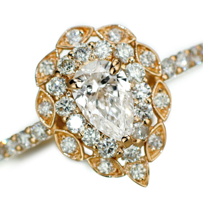 新品 K18PG 最高級ペアシェイプダイヤモンド リング 0.30ct D IF D0.28ct 希少石 レアストーン【エスコレ】
