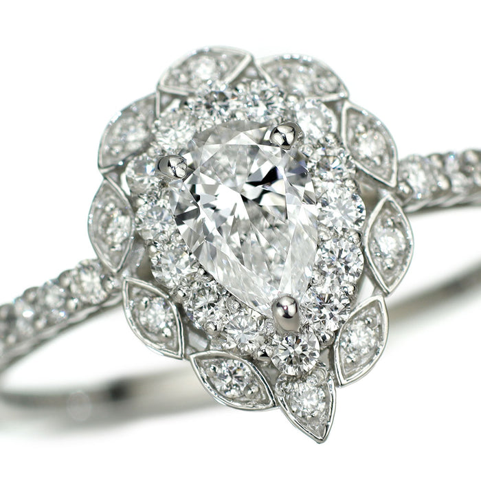 新品 Pt950 最高級ペアシェイプダイヤモンド リング 0.31ct D IF D0.28ct 希少石 レアストーン【エスコレ】