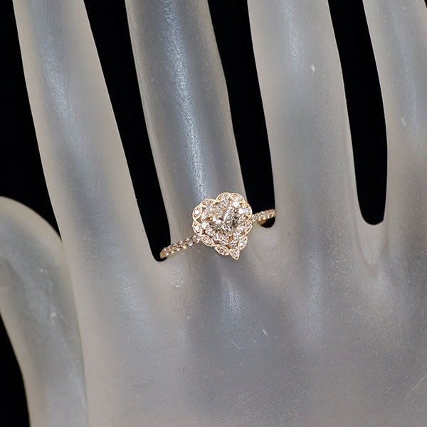 新品 K18PG 最高級ハートシェイプダイヤモンド リング 0.33ct D IF EX/EX D0.28ct 希少石 レアストーン【エスコレ】