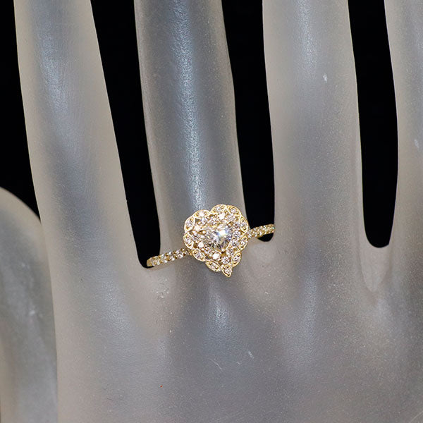 新品 K18YG 最高級ハートシェイプダイヤモンド リング 0.31ct D IF D0.28ct 希少石 レアストーン【エスコレ】