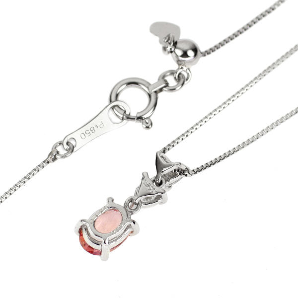 Pt900/ Pt850 パパラチアサファイア ダイヤモンド ペンダントネックレス 0.488ct D0.132ct