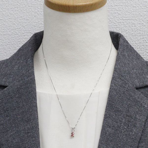 Pt900/ Pt850 パパラチアサファイア ダイヤモンド ペンダントネックレス 0.488ct D0.132ct