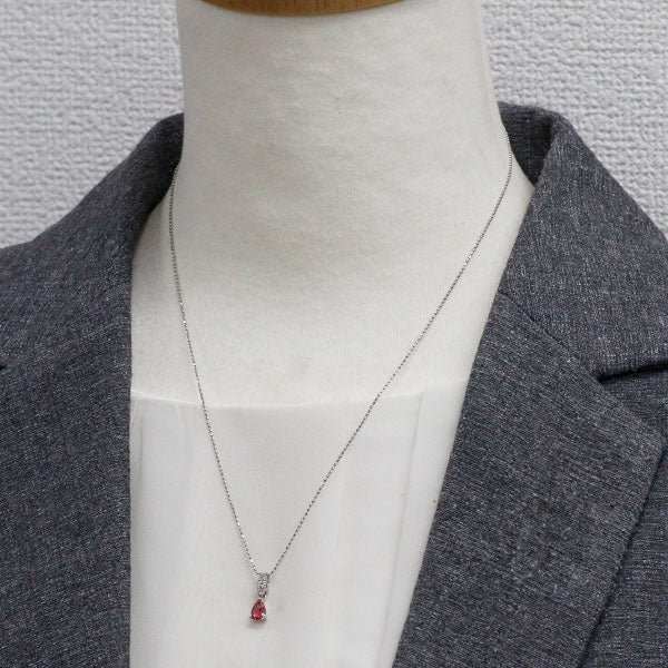 Pt900/ Pt850 ピンクトルマリン ダイヤモンド ペンダントネックレス 0.41ct D0.10ct