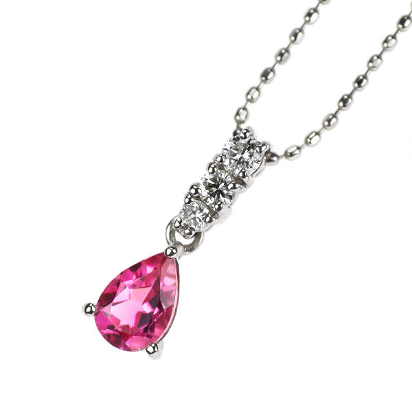 Pt900/ Pt850 ピンクトルマリン ダイヤモンド ペンダントネックレス 0.41ct D0.10ct