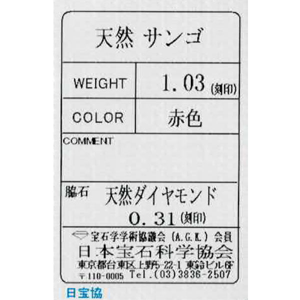 Pt900/ Pt850 珊瑚/サンゴ ダイヤモンド ペンダントネックレス 1.03ct D0.31ct
