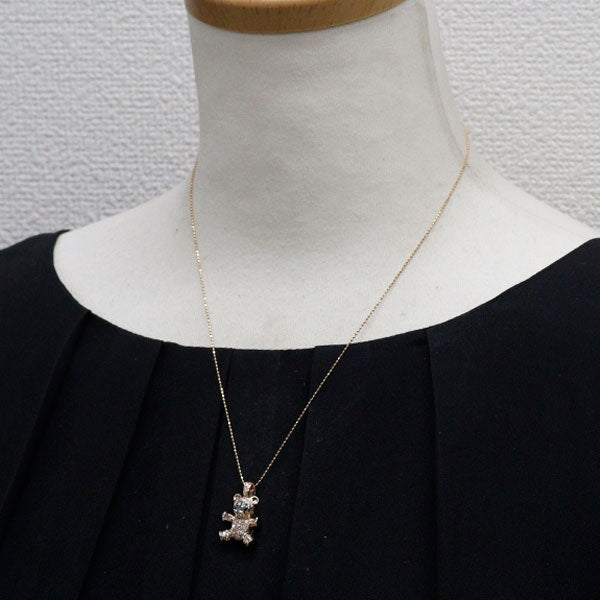 K18PG/Pt900 ダイヤモンド エメラルド ペンダントネックレス 0.27ct D0.02ct 熊