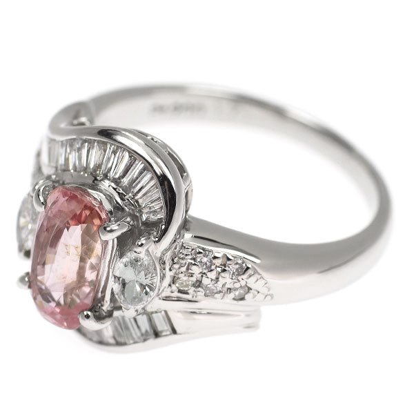 Pt900 スリランカ産 非加熱パパラチアサファイア ダイヤモンド リング 1.71ct D0.59ct