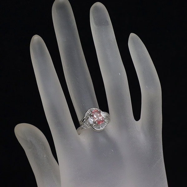 Pt900 スリランカ産 非加熱パパラチアサファイア ダイヤモンド リング 1.71ct D0.59ct