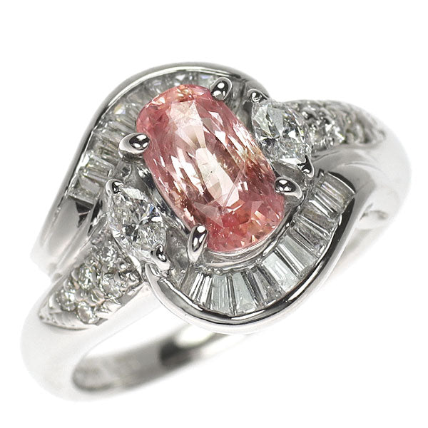 Pt900 スリランカ産 非加熱パパラチアサファイア ダイヤモンド リング 1.71ct D0.59ct