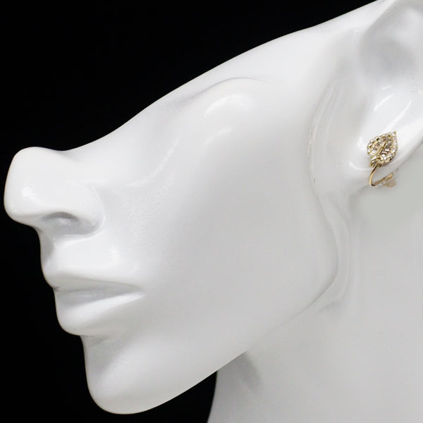 K18YG ダイヤモンド イヤリング 0.38ct リーフ
