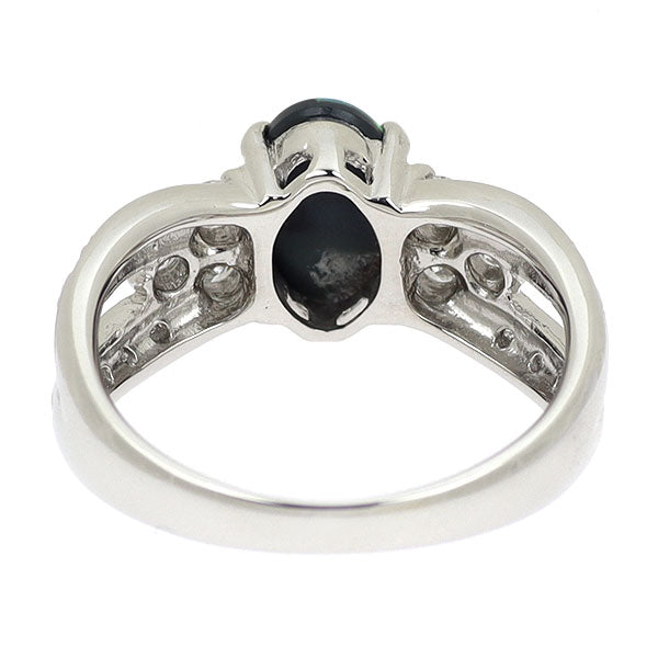Pt900 ブラック オパール ダイヤモンド リング 0.80ct D0.47ct