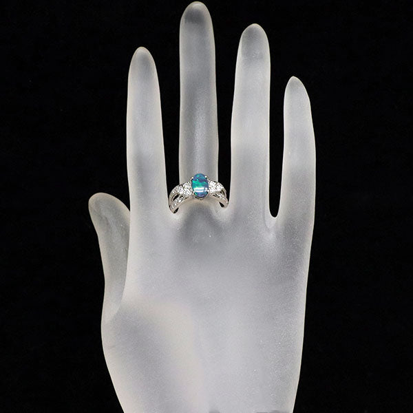 Pt900 ブラック オパール ダイヤモンド リング 0.80ct D0.47ct