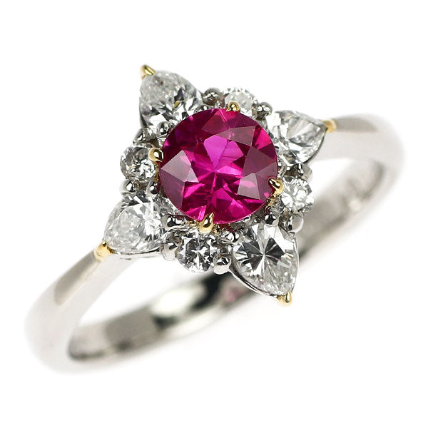 K18YG/Pt900 ルビー ダイヤモンド リング 0.54ct D0.43ct