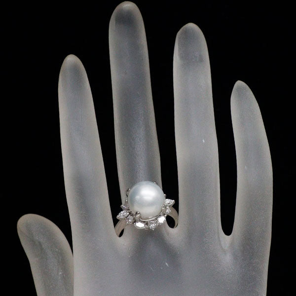 Pt900 白蝶真珠 ダイヤモンド リング 径約11.5mm D0.80ct