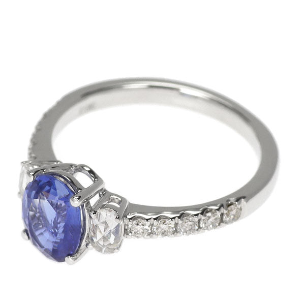 K18WG サファイア ローズカット/ラウンドダイヤモンド リング 1.32ct D0.43ct