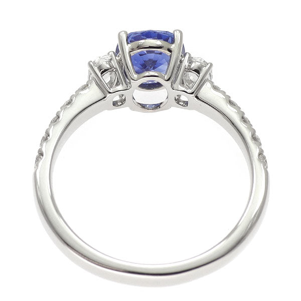 K18WG サファイア ローズカット/ラウンドダイヤモンド リング 1.32ct D0.43ct