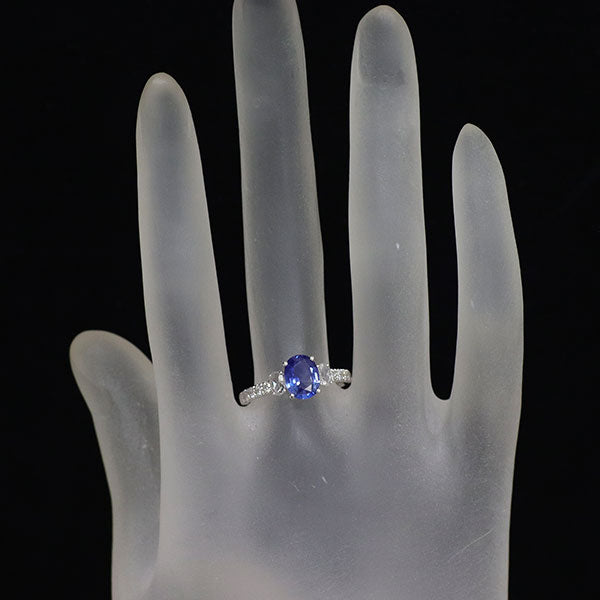 K18WG サファイア ローズカット/ラウンドダイヤモンド リング 1.32ct D0.43ct