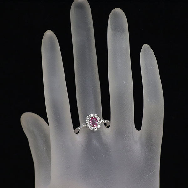 Pt900 ピンクサファイア ダイヤモンド リング 0.444ct D0.47ct