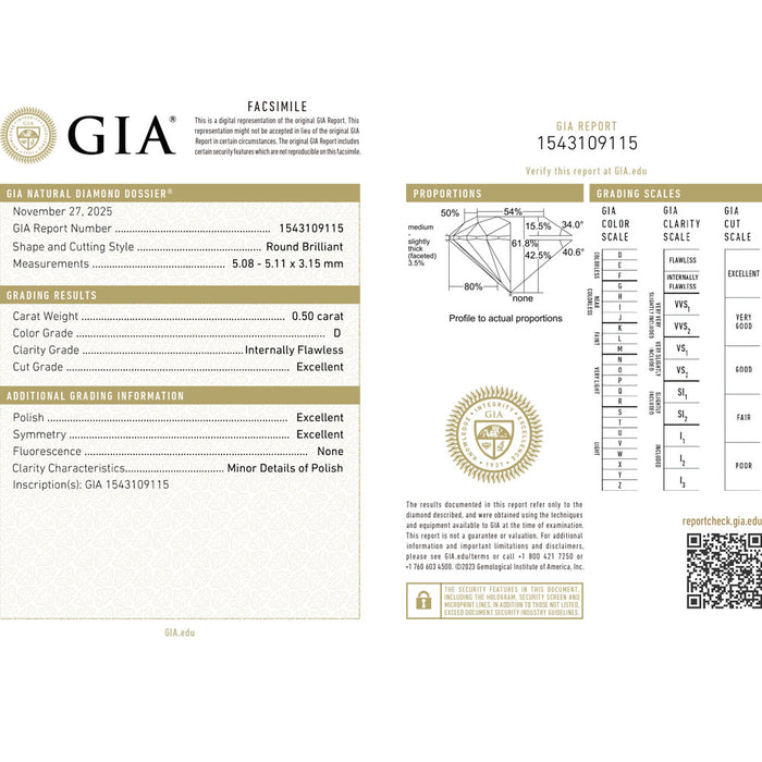 新品 タイプ2a証明書発行 GIA/CGL鑑定付ダイヤモンド ルース 0.50 D IF 3EXH&C 希少石 レアストーン【エスコレ】GIA1543109115