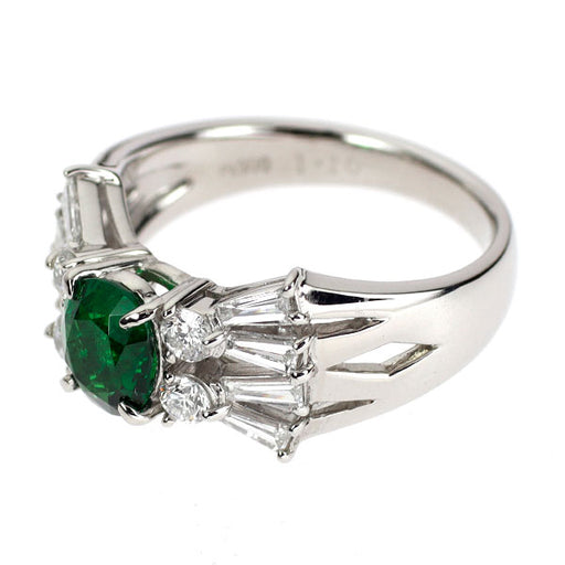 Pt900 グリーングロッシュラーガーネット ダイヤモンド リング 1.10ct
