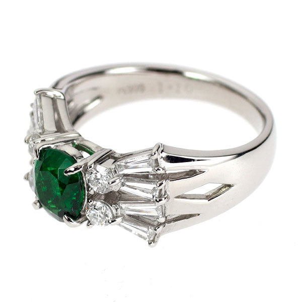 Pt900 グリーングロッシュラーガーネット ダイヤモンド リング 1.10ct D0.63ct