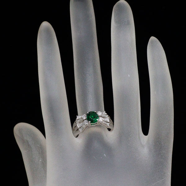 Pt900 グリーングロッシュラーガーネット ダイヤモンド リング 1.10ct D0.63ct