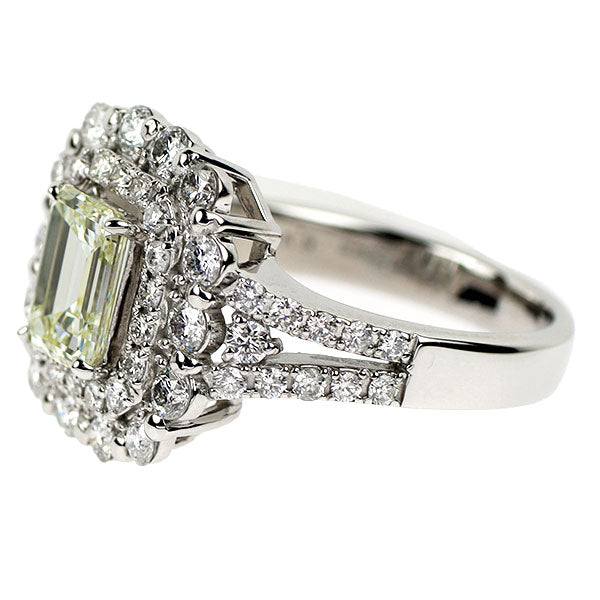 Pt950 エメラルドカット ダイヤモンド リング 1.043ct M IF D0.97ct