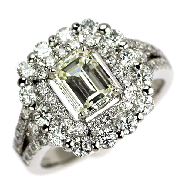 Pt950 エメラルドカット ダイヤモンド リング 1.043ct M IF D0.97ct