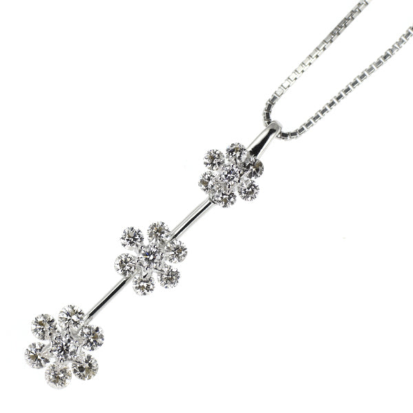 K18WG ダイヤモンド ペンダントネックレス 1.00ct フラワー