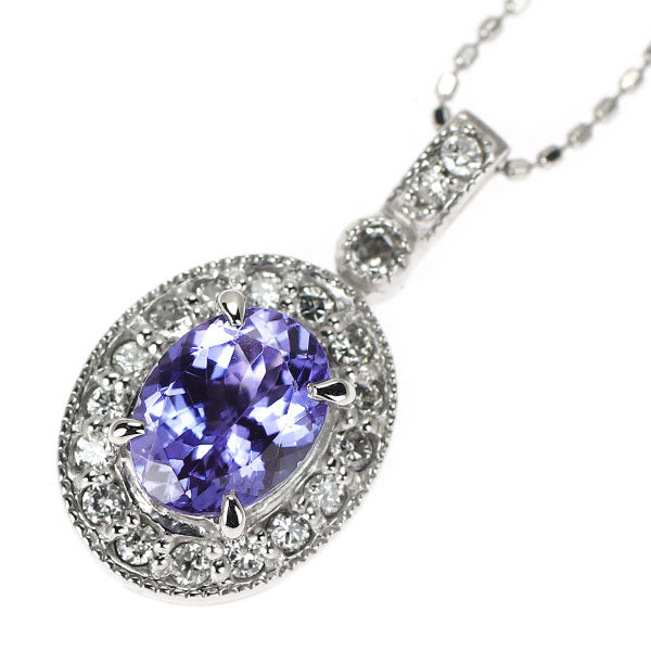 K18WG タンザナイト ダイヤモンド ペンダントネックレス 1.24ct D0.26ct