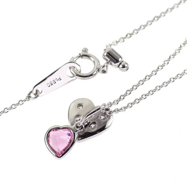 Pt900/ Pt850 ピンクサファイア ダイヤモンド ペンダントネックレス 0.539ct D0.12ct ハート