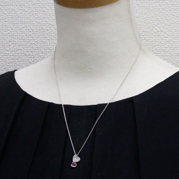 Pt900/ Pt850 ピンクサファイア ダイヤモンド ペンダントネックレス 0.539ct D0.12ct ハート