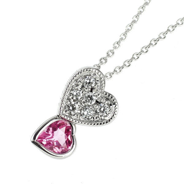 Pt900/ Pt850 ピンクサファイア ダイヤモンド ペンダントネックレス 0.539ct D0.12ct ハート