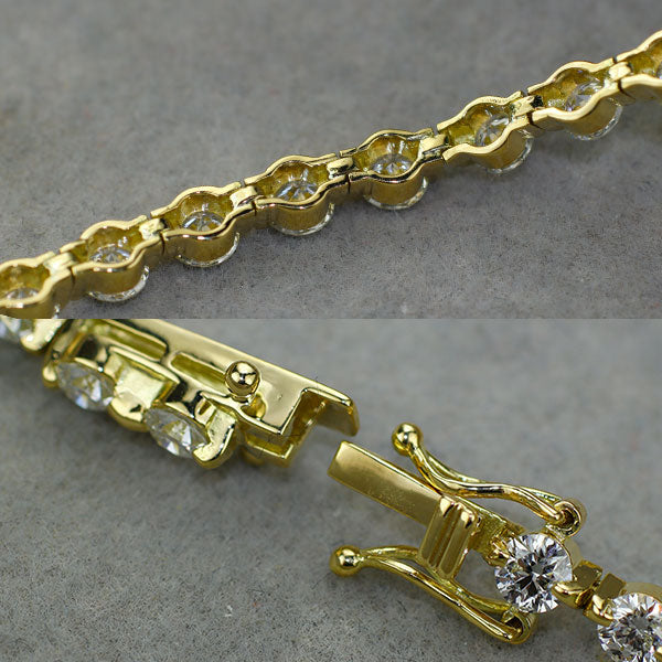 K18YG 全石H&C鑑別書付 上質ダイヤモンド テニス ブレスレット 5.00ct