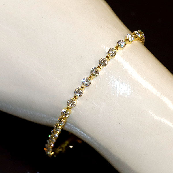 K18YG 全石H&C鑑別書付 上質ダイヤモンド テニス ブレスレット 5.00ct